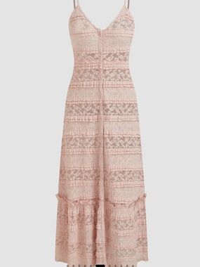 Tiered Lace Maxi Dress in Blush Pink